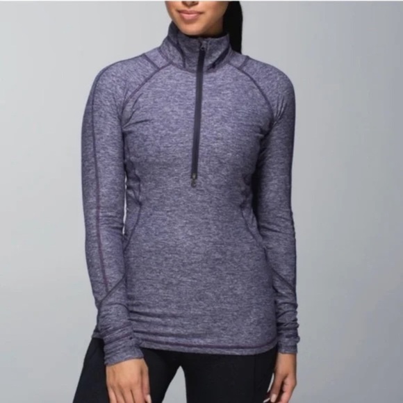 Lululemon Race Your Pace 1/2 Zip Heathered Black Grape 26233 - Picture 1 of 9
